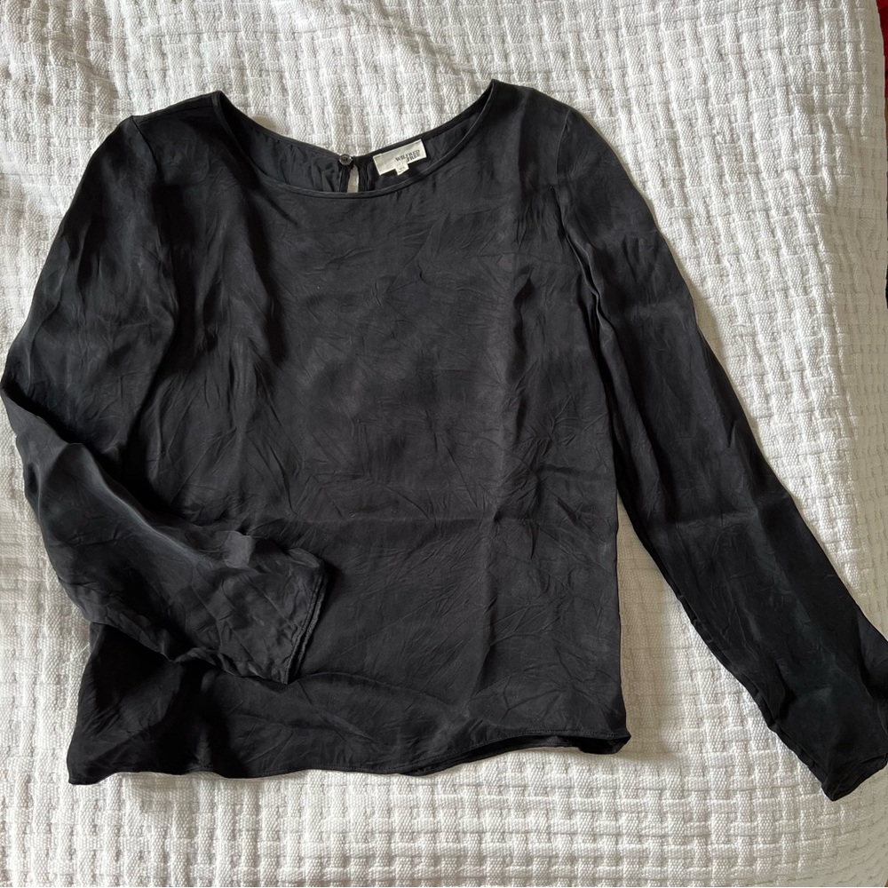 Aritzia Wilfred Free Cupro Silk Open Back Blouse